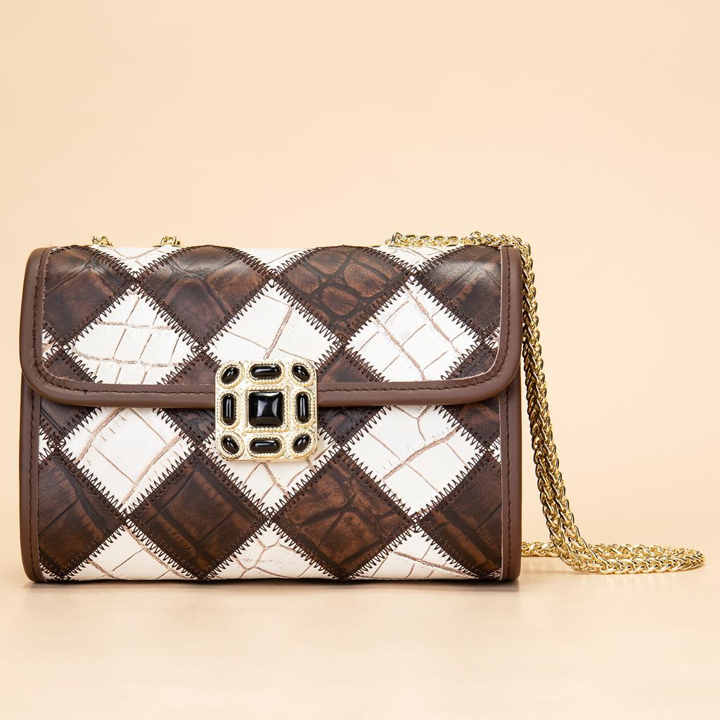 Genuine Leather Women's Bag Armpit Bag Chain Bag Head Layer Cowhide Single Shoulder Crossbody Bag Small Square Bag