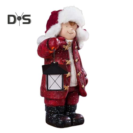 

Дитина та ліхтар скульптура смоли мультфільм дитина фігурка фестиваль критий і відкритий прикраса для домашнього декору робочого столу ганок 1pc червоний