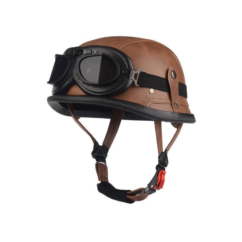 Pedal German Steel Helmet Cruise Retro Half Helmet Harley Men Motorcycle Helmet Motorcycle Floating Helmet Soldier Steel Helmet Leather Helmet
