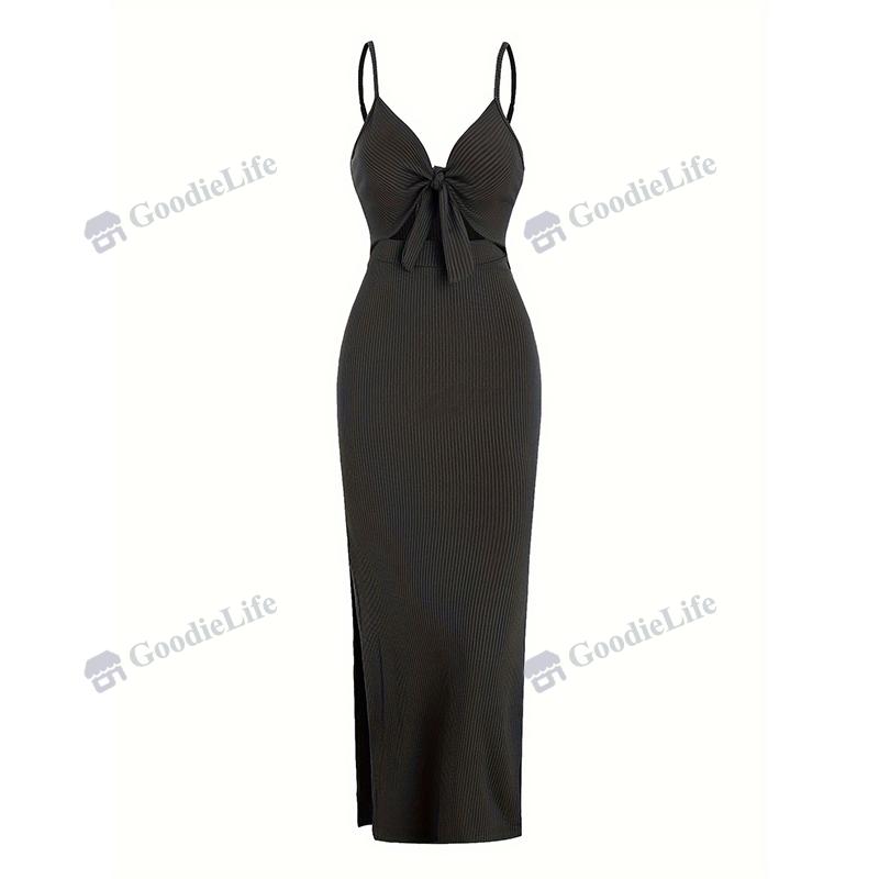 

Sexy Womens Slim Fit Backless Sleeveless Dress Summer Charming Pure Color S чорний