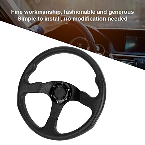 Qiilu Universal Racing Car Sports Steering Wheel Deep Dish 6-Bolt 06 (Deep Dish) - 350mm (13.78 inches) Modified Accessories (Black)