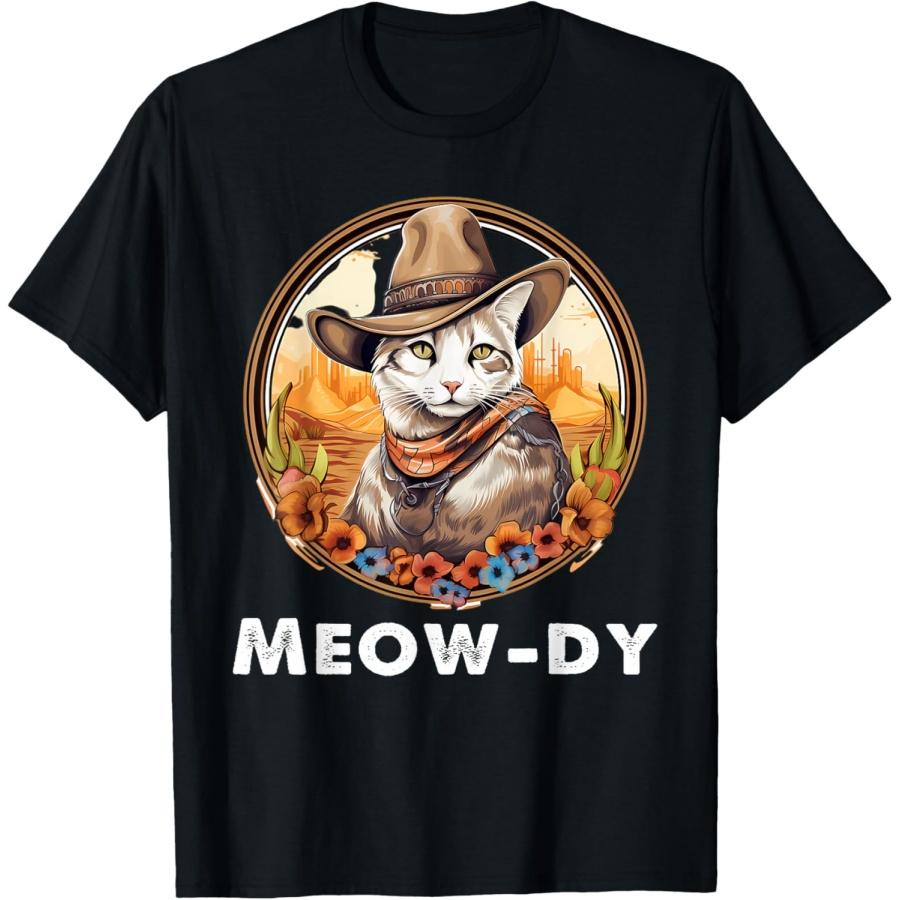 Meowdy Cat Meme Western Life T-Shirt for Men Women Girls Kids S