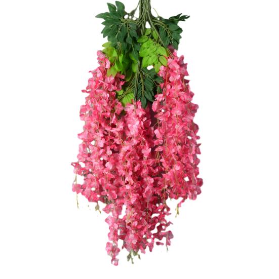 Artificial Wisteria Flower Hanging Garland Faux Silk Hanging Flower Strings Fake Wisteria Flower Vine for Wedding Garden Background Decor