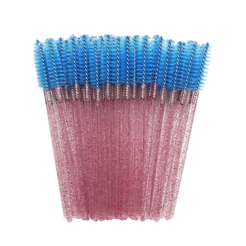 Crystal Handle Disposable Eyelash and Eyebrow Brush - 50 Pack Spiral Comb for Extensions