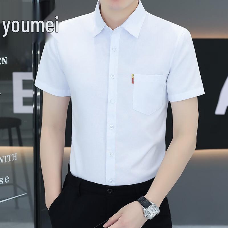 Men s Wrinkle-Free Short Sleeve Business Shirt XL