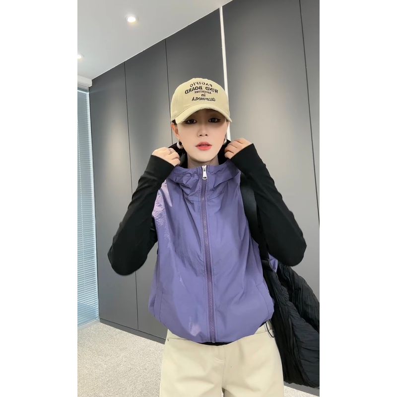 

Дондэмун Толстовка на молнии Весенне-летняя тонкая дышащая жилетка Purple(Original good quality) L(115-130)