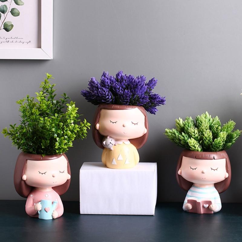1/2Head-Planter Silicone Mold Face Flower Pot Concrete Mold Face Statue Planter Mold Face Flower Vase Epoxy Casting Mold