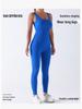 Seamless Ribbed Knit Jumpsuit with Chest Pad for Yoga and Fitness