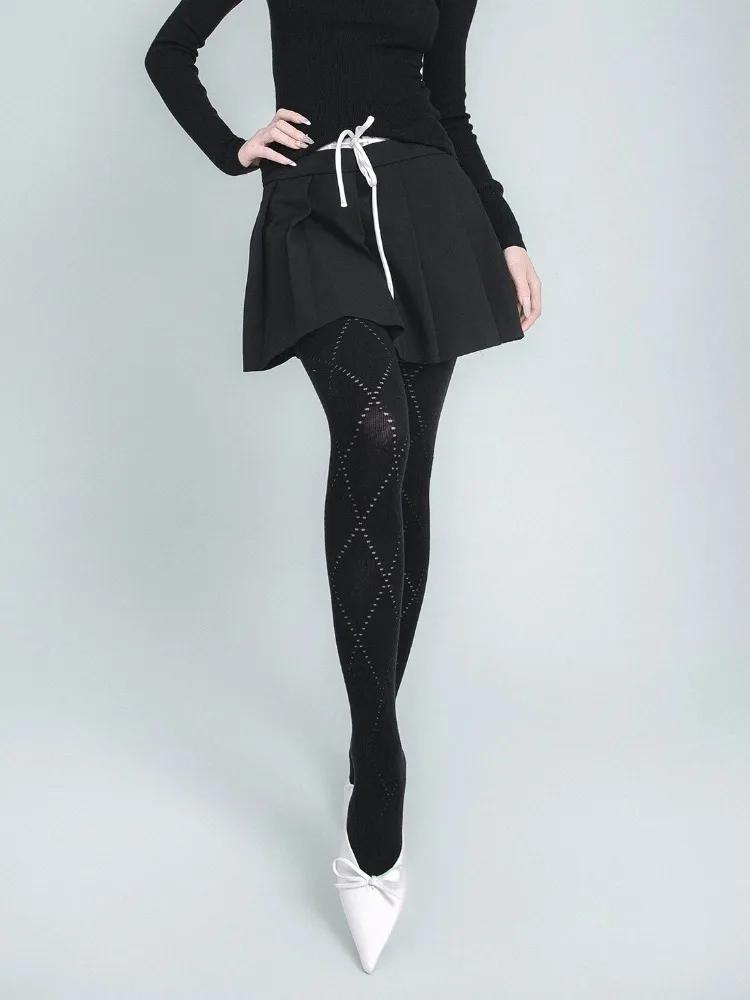 

Женские леггинсы с высокой талией и узкими штанинами Осень Зима Теплые колготки Суперэластичные Y2k Ажурные колготки Однотонные Сексуальные носки для женщин One Size