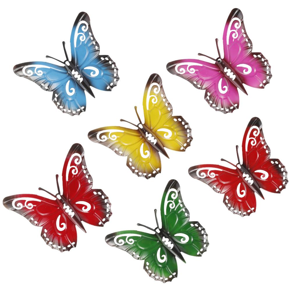 

6Pcs Wrought Iron Butterfly Wall Decor Simulation Insect Ornament Garden Art Metal Hanging Pendant for Fences Outdoor Wind Chime