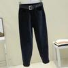 Women's High Waist Smoky Gray Ripped Jeans - Korean Style Loose Fit Harem Pants