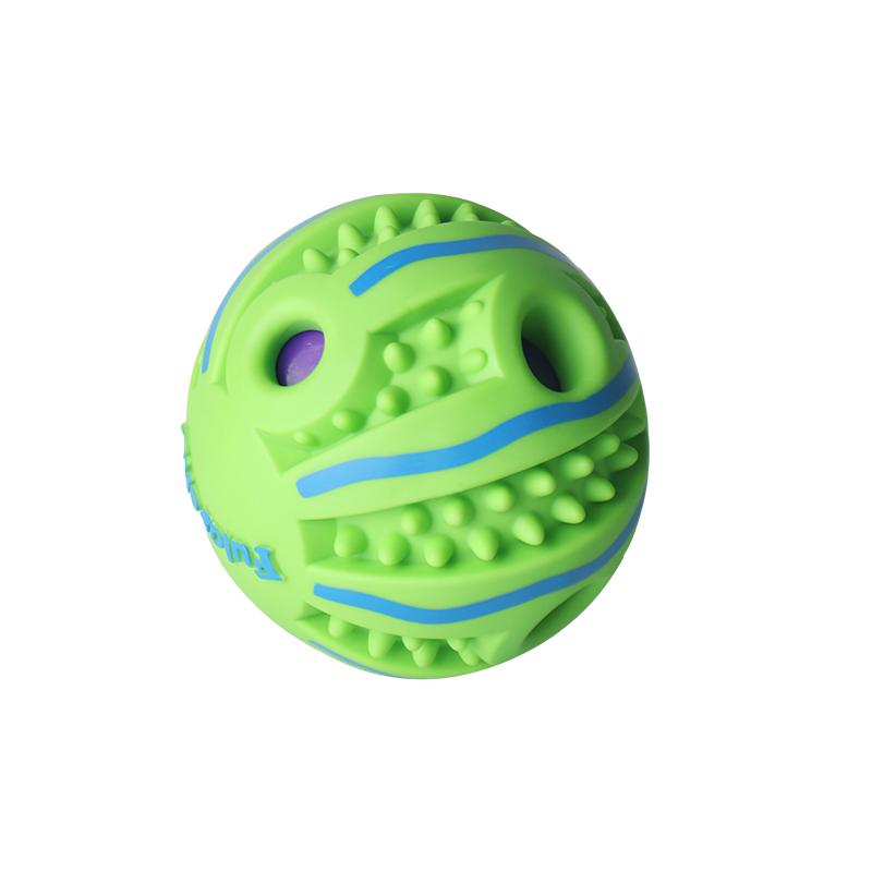 2024 Custom Vinyl Dog Treat Ball Food Dispensing Toy Protruding Grinding Teeth Chew Toys Interactive Slow Feeder