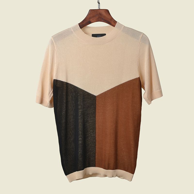 French Normcore Round Neck Short Sleeve T-shirt Summer Refreshing Assorted Colors Retro Casual Sweater