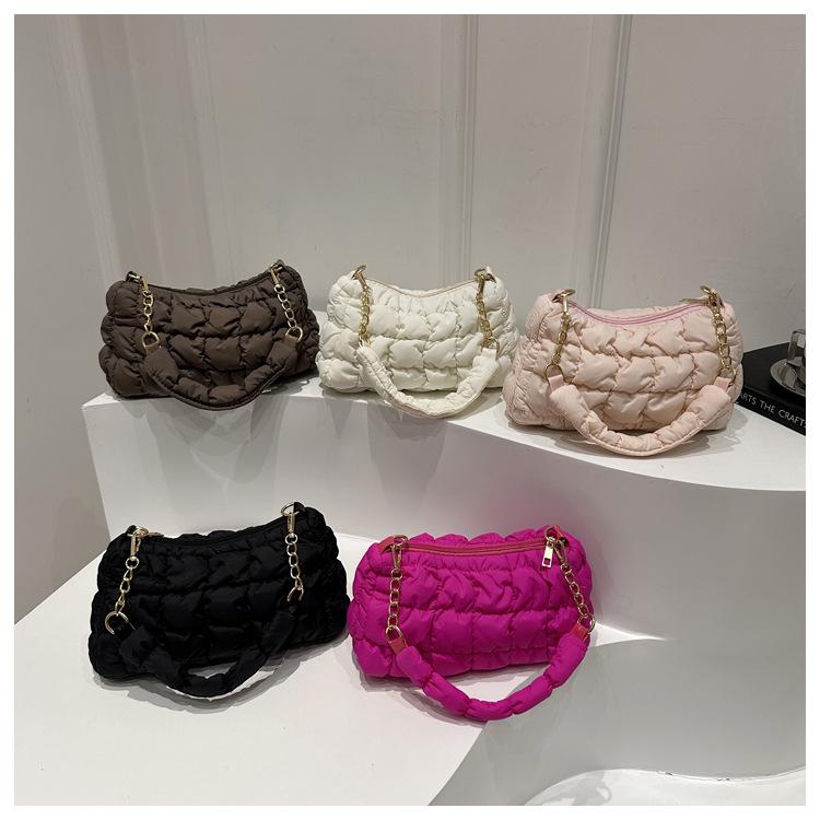 2024 Pleated Cloud Bubble Shoulder Bag - Trendy Korean Down Cotton Underarm Design