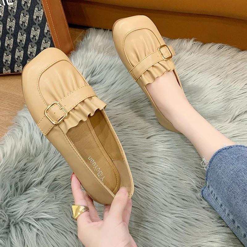 2024 Spring New Women's Ballet Flat Shoes Women's Square Toe Flat Shoes Women's Outdoor Office Casual Shoes womens