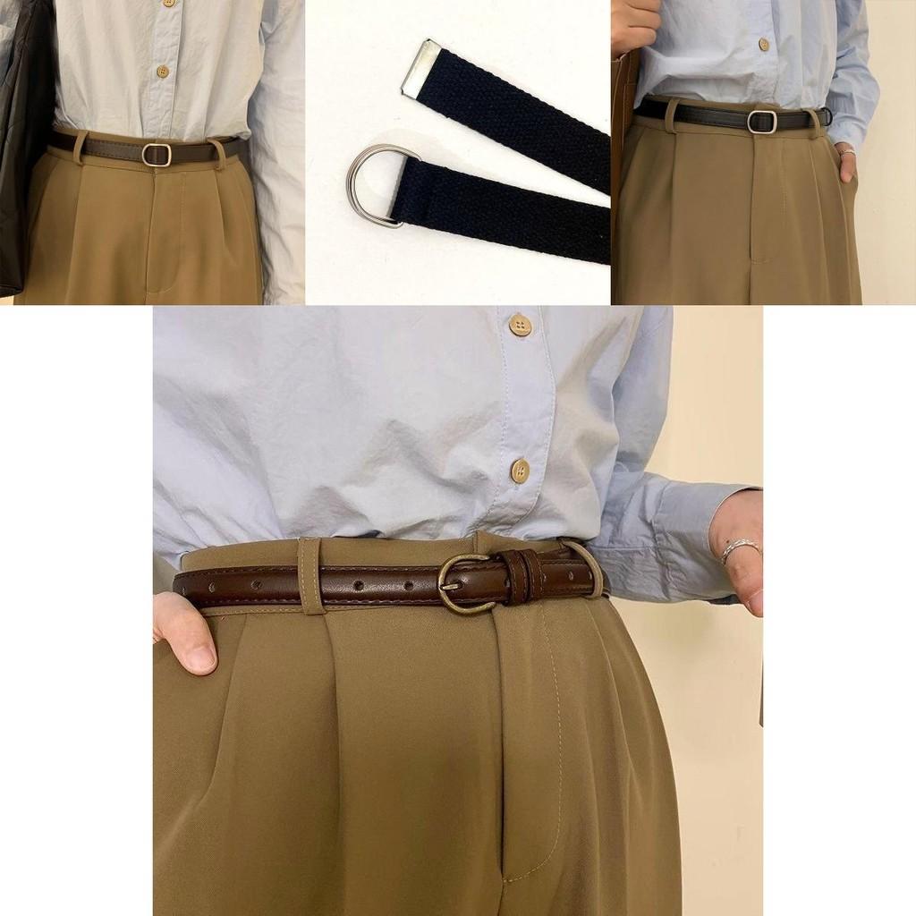 Fashionable Korean Simple Womens Dress With Decorative Clip Belt Outfits For