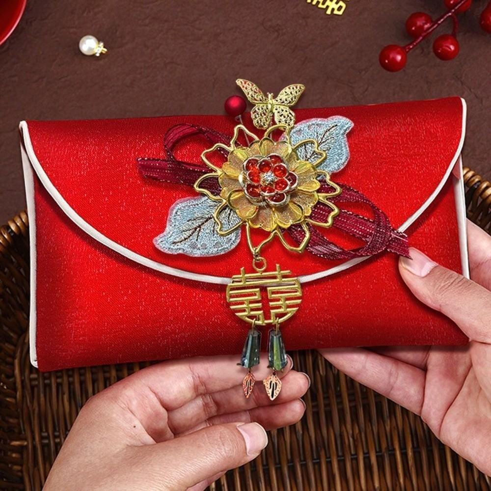 Brocade Cloth Tassel Brocade Red Envelope Spring Festival New Year Money Bag  Lady Girls Women