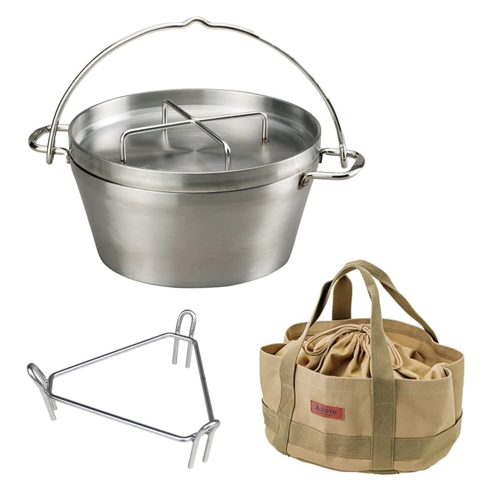 SOTO Dutch Oven Stainless Steel 10 Inch Deep Durable High Heat Retention Outdoor Camping Cookware