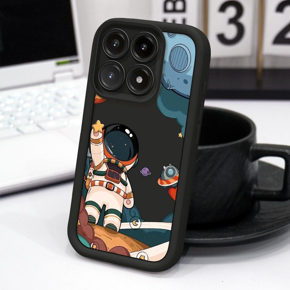 Happy Astronaut Phone Case For Xiaomi 15T 14T 13T Pro 17 15 14 13 12 Lite Ultra Pro Max 5G Staircase Soft Cover
