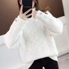 Faux Mink Fur Sweater for Women Thickened Winter and Autumn Outfits Turtleneck Striped Pullover Top Casual Knitted Sweater
