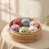 Plush Steamed Buns Squishy Keychain Soft Fluffy Steamed Buns Plush Squishy Keychain Cute Simulated Steamed Buns
