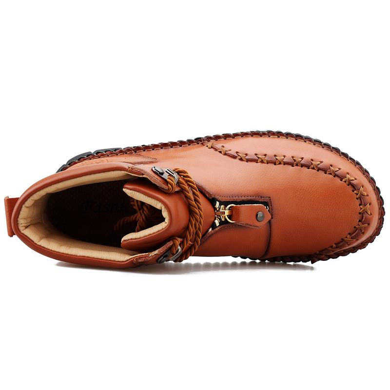 Mens Handmade Genuine Leather Boots  Retro Boots Men's Genuine Leather Large Men's Shoes High Top