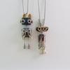 DIY Wooden Robot Pendant Necklace Unisex Clavicle Chain Punk Chokers for Women