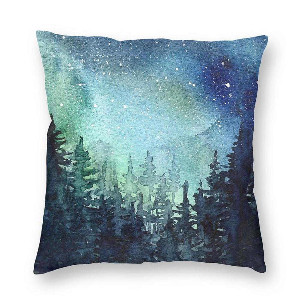 Galaxy Nebula Aurora Northern Lights Square Pillowcase Polyester Linen Velvet Pattern Zip Decor Car Cushion Cover
