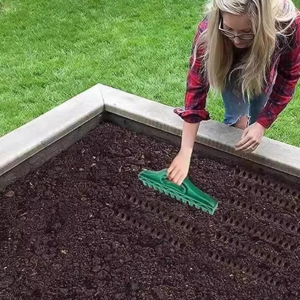 12 Hole Seed Spacer Seeder Tool Garden Planting Template Dibber Soil Digger Manual Seed Spreader Puncher for Vegetable Flower Bed Lawn Gardening