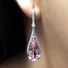 Huitan Sparkling Cubic Zirconia Drop Earrings Silver Color Luxury Inlay Pink CZ Temperament Women Earrings Party Fashion
