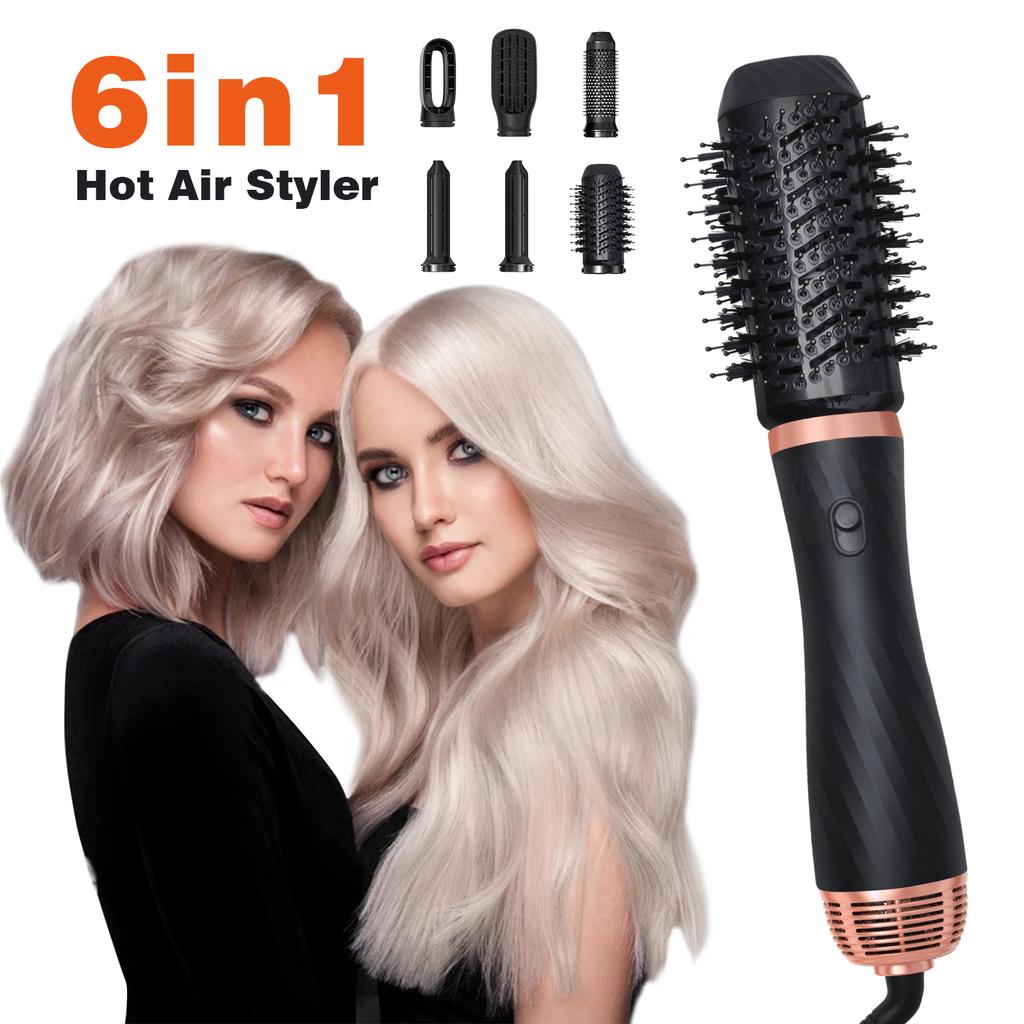 Hot Sale Detachable Heads 6 In 1 Multi Styler One Step Hair Straightener and Curler Hair Dryer Brush Rotating Hot Air Brush