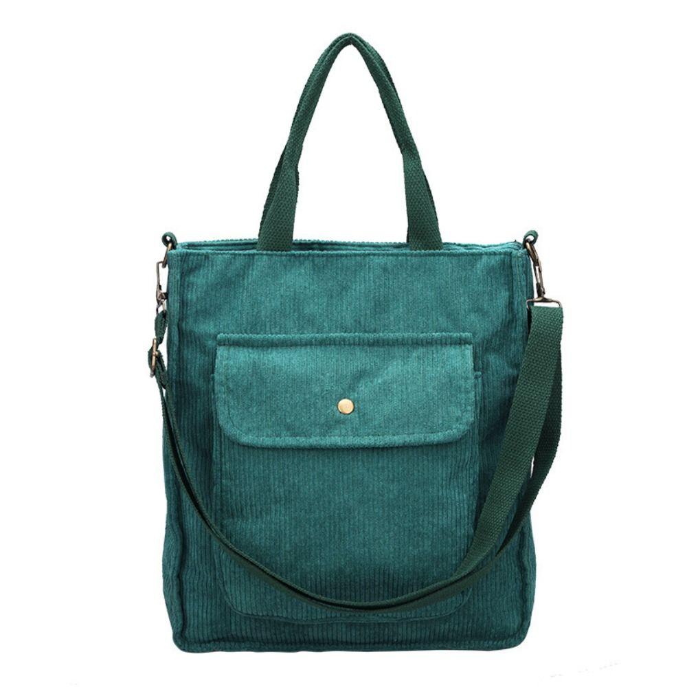 

Сумка на плечо из вельвета на молнии, Сумка-тоут однотонная, Сумка кроссбоди в японском стиле, Для улицы зелёный