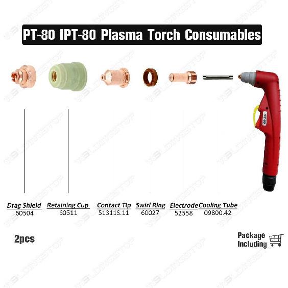 60504 Shield Cap Hand for Plasma Cutting PT-80 PT80 IPT-80 Torch WS OEMed Consumables QTY-2