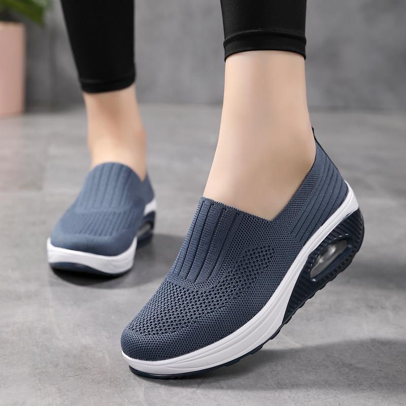 Breathable Knitted Women Sneakers Comfortable Air-cushion Casual Sports Shoes Light Non-slip Walking Jogging Shoes