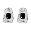 Minority Design 925 Sterling Silver Geometric Black Zircon Earrings for Women