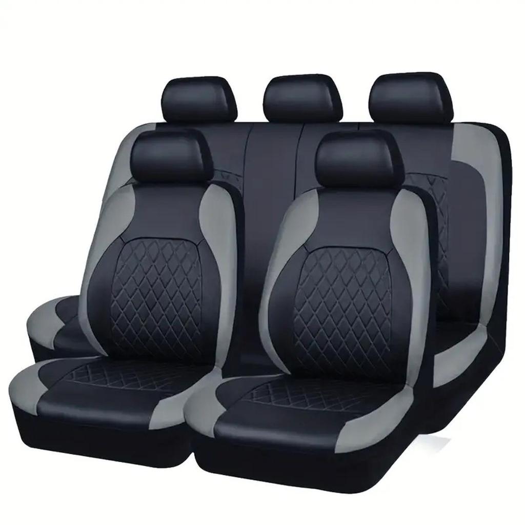 Funda de Asiento Automotriz Transfronteriza, Patrón Diamante Acolchado, Cuero PU, Cuero Sintético, Estilo Euroamericano