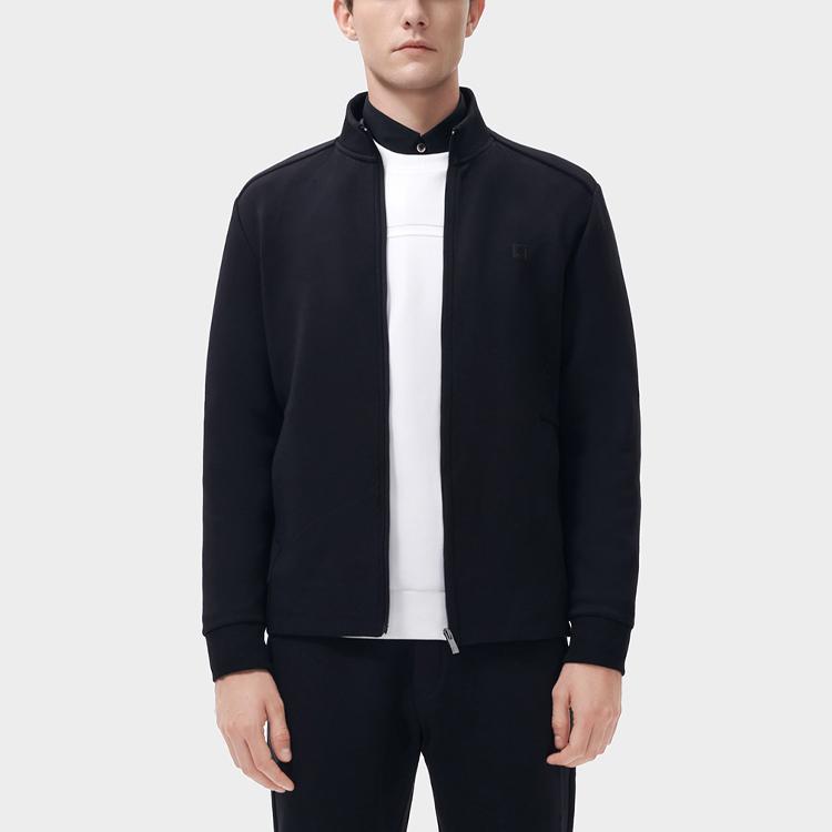 Fila Solid Color Letter Print Zip Stand Collar Jacket Men Jackets Black F11M317505FBK