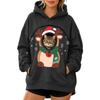 Damenmode Weihnachtsdruck Haustier-Taschen-Sweatshirt, Lockerer Drop-Shoulder-Pullover-Hoodie