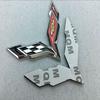 Elegant Zinc Alloy Metal Crossed Flag Emblem For Corvette C7 Stingray Badge