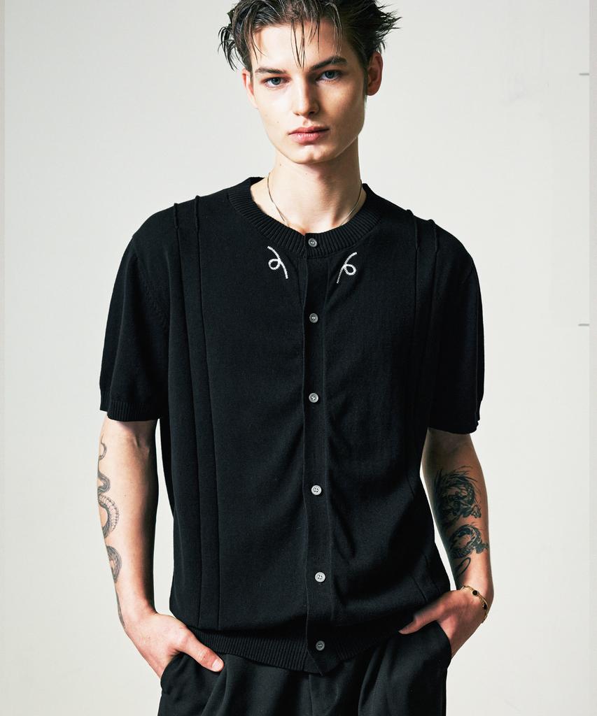 SSY Filigree Half Sleeve Summer Cardigan Black
