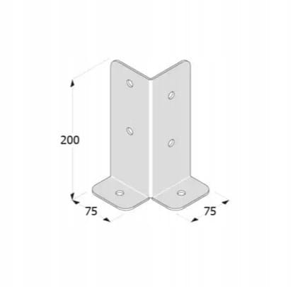 Base for connecting poles, galvanized, 75x75x200x3 mm
