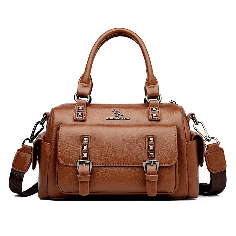 

Soft Leather Women s Bags Feminine Boston Bag Large Capacity Shoulder Bags