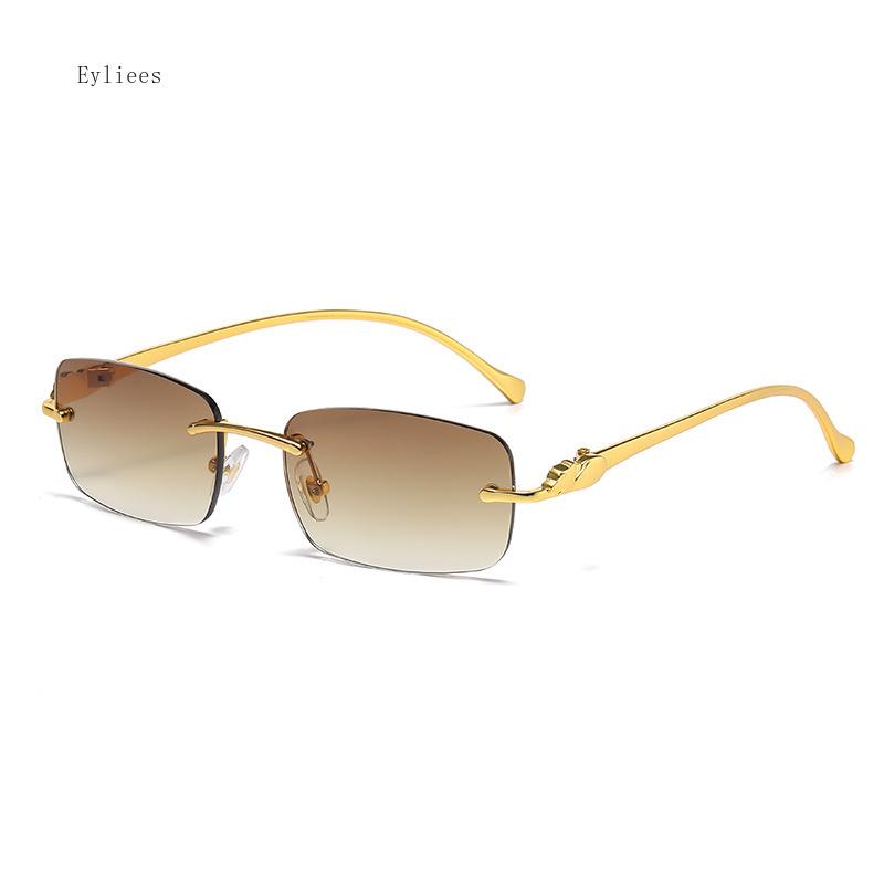 Sunglasses Men  Designer Fashion Rimless Sun Glasses Shades Diamond Cut Lens Ladies Frameless Metal Eye Glasses Gafas