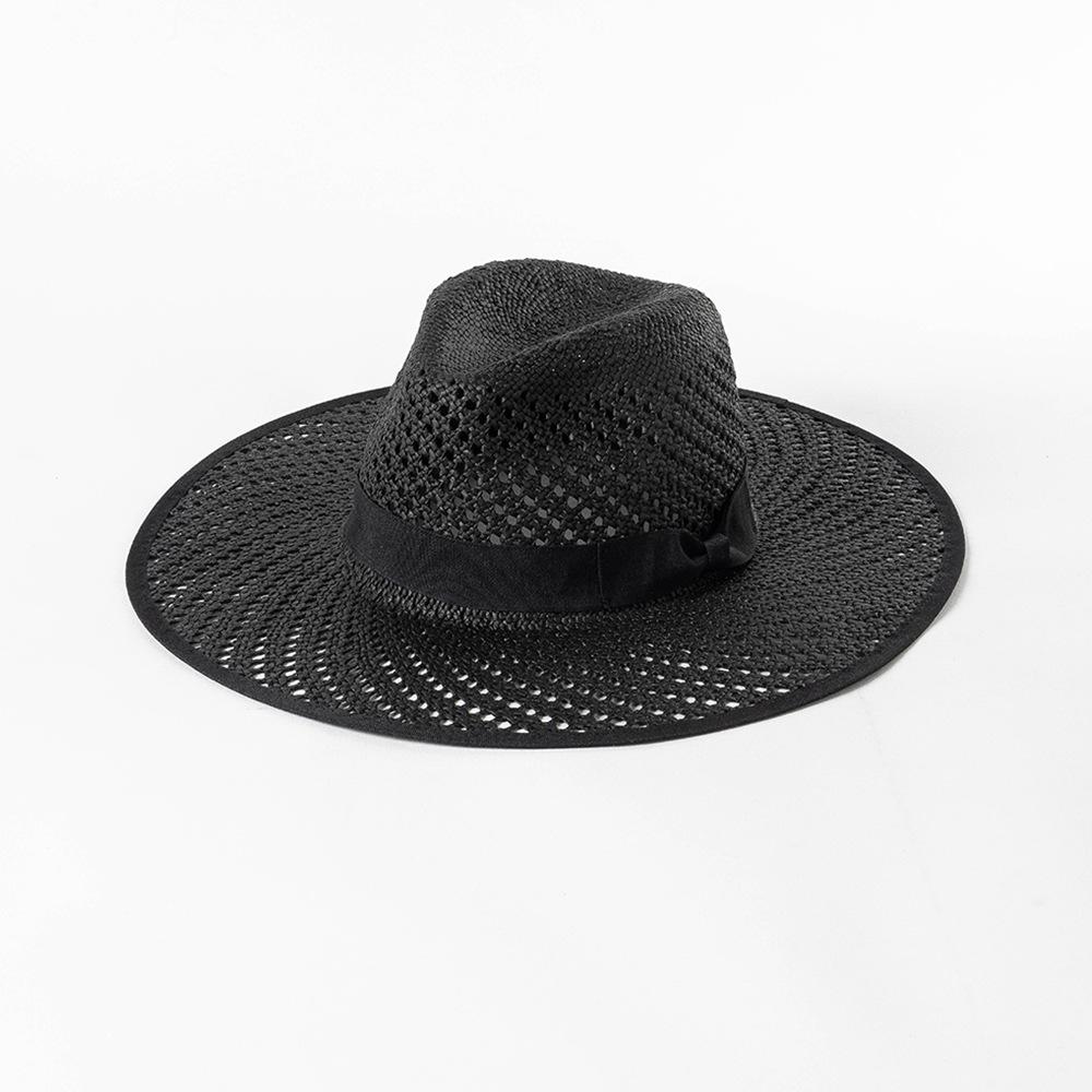 European and American style fashion casual hollow hand woven big eaves papyrus jazz hat outdoor beach sun protection Internet celebrity straw hat tide