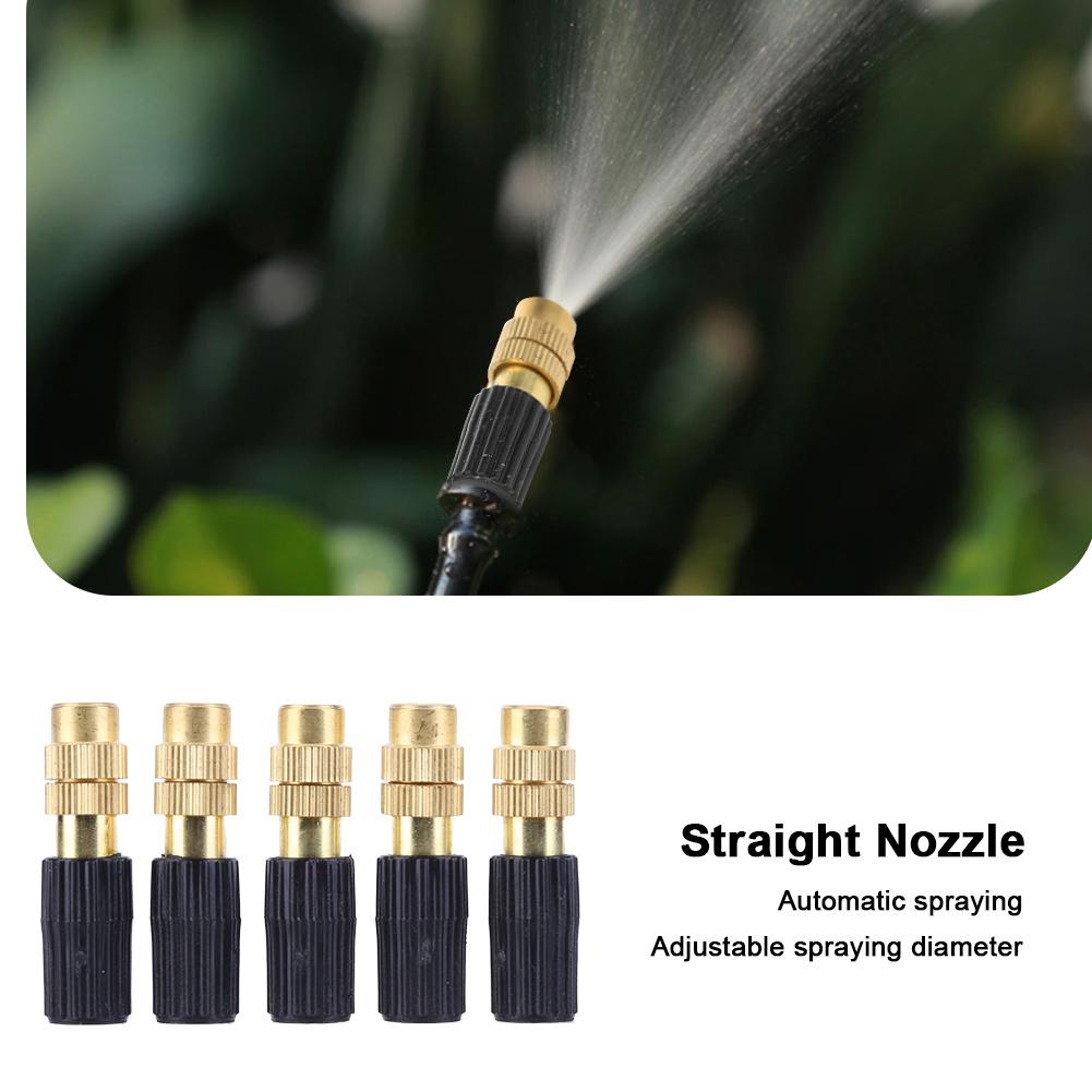 5pcs Atomization Nozzle Adjustable Micro Watering Sprinklers Copper Automatic Spraying Connecting 4/7 Hairpipe Irrigation Tools