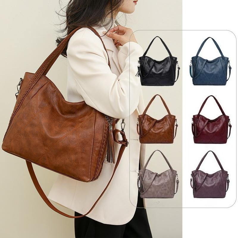 Geantă Tote din Piele Împletită cu Ciucuri pentru Femei, Capacitate Mare, de Purtat pe Umăr sau în Cruce, pentru Utilizare Zilnică, Navetă, Muncă, Cumpărături și Ieșiri de Weekend