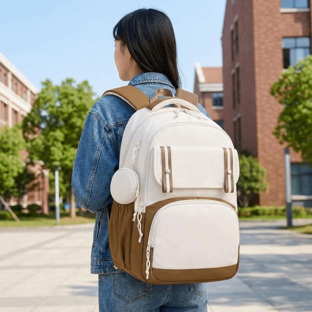 Multiple Pockets Student Backpack Korean Style Shoulders Bag Fashion Student School Bag Girls