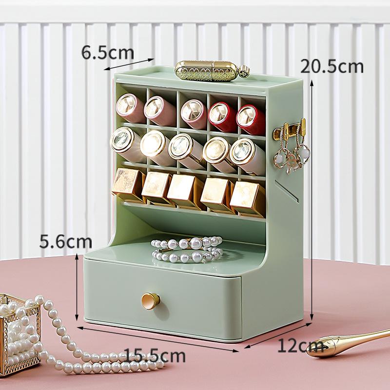 

Cosmetics Storage Box Multifunction Large Space Makeup Organizer Drawer for Jewelry Lipstick зелёный
