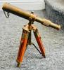 Nautical Vintage Decorative Solid Brass Telescope Antique Style with Wooden Stand