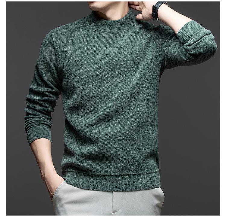 Men's Winter Half-High Collar Thick Mink Velvet Sweater